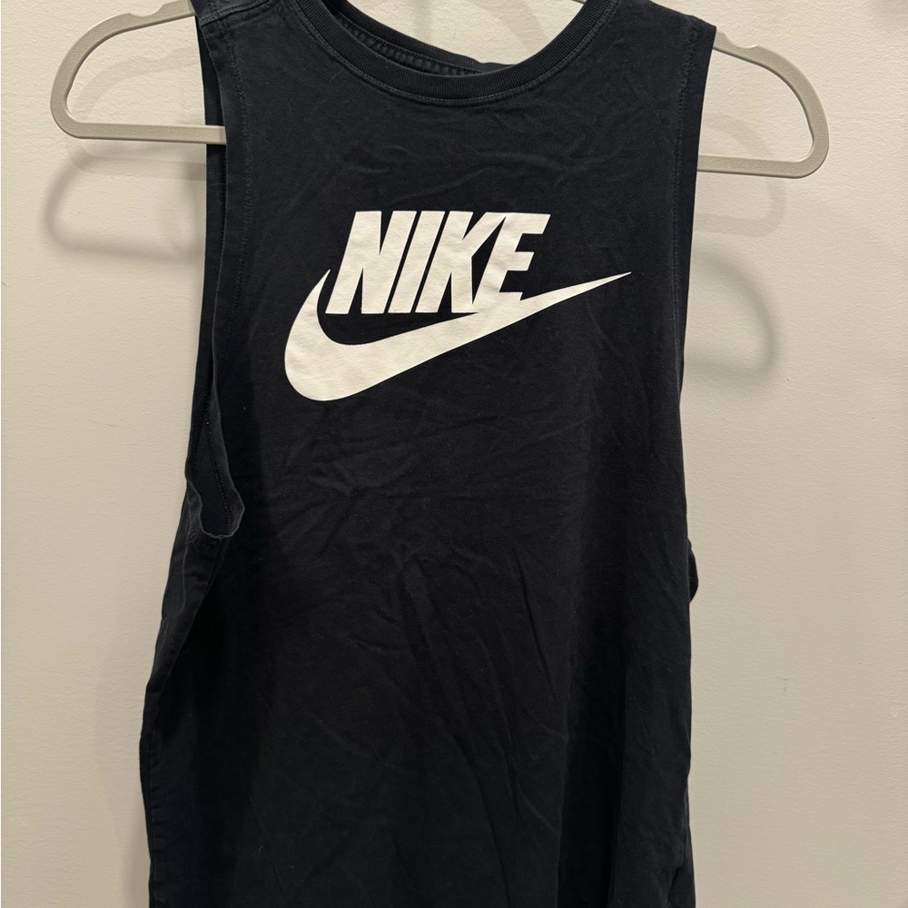 Nike sleeveless Black Tee with White Logo